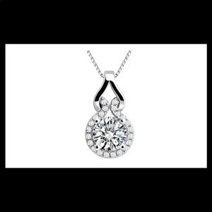 CZ halo pendant necklace